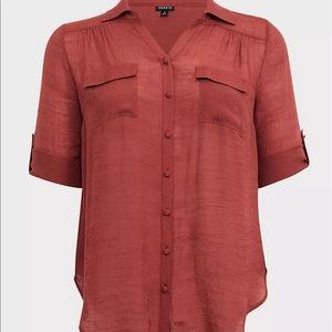 Madison Brick Red Button Front Blouse